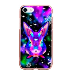 Чехол iPhone 7/8 матовый Неоновый кролик, цвет: 3D-светло-розовый