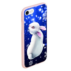 Чехол iPhone 7/8 матовый Белый кролик в снежинках, цвет: 3D-светло-розовый — фото 2
