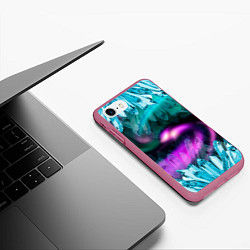 Чехол iPhone 7/8 матовый Кристаллы и северное сияние, цвет: 3D-малиновый — фото 2