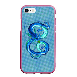 Чехол iPhone 7/8 матовый Синий дракон в форме цифры 8, цвет: 3D-малиновый