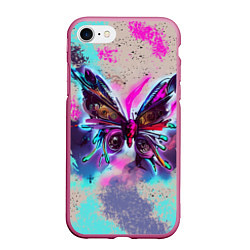 Чехол iPhone 7/8 матовый Бабочка в стиле стимпанк, цвет: 3D-малиновый