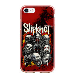Чехол iPhone 7/8 матовый Slipknot rock, цвет: 3D-светло-розовый