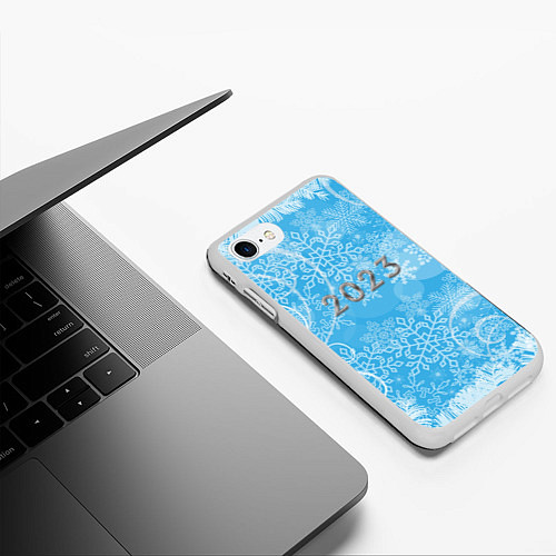 Чехол iPhone 7/8 матовый Морозный узор на стекле 2023 / 3D-Белый – фото 3