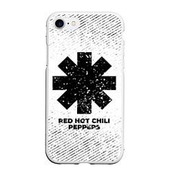 Чехол iPhone 7/8 матовый Red Hot Chili Peppers с потертостями на светлом фо, цвет: 3D-белый