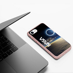 Чехол iPhone 7/8 матовый Солнечное затмение в открытом космосе, цвет: 3D-светло-розовый — фото 2