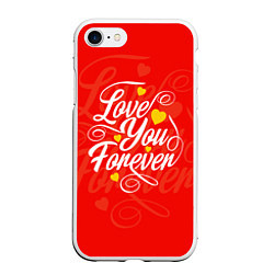 Чехол iPhone 7/8 матовый Love you forever - hearts, patterns, цвет: 3D-белый