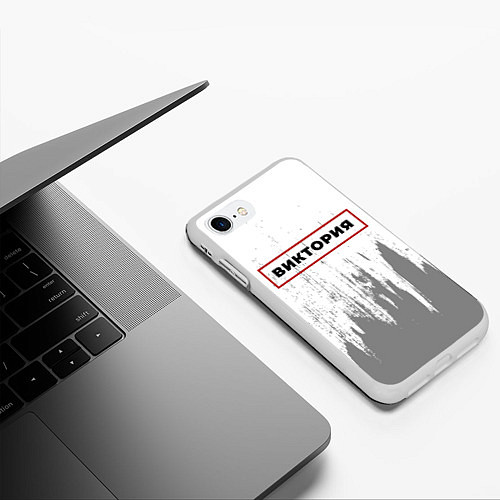 Чехол iPhone 7/8 матовый Виктория - в красной рамке на светлом / 3D-Белый – фото 3