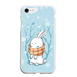 Чехол iPhone 7/8 матовый Кролик в снеженом лесу, цвет: 3D-белый
