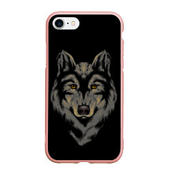Чехол iPhone 7/8 матовый Голова серого волка, цвет: 3D-светло-розовый