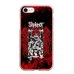 Чехол iPhone 7/8 матовый Slipknot - скелет, цвет: 3D-светло-розовый