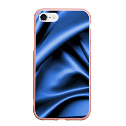 Чехол iPhone 7/8 матовый Складки гладкой синей ткани, цвет: 3D-светло-розовый