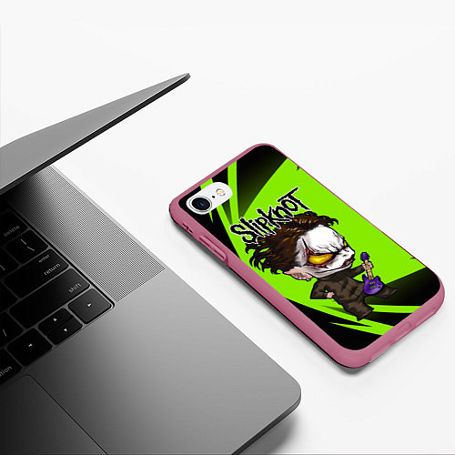 Чехол iPhone 7/8 матовый Slipknot green / 3D-Малиновый – фото 3