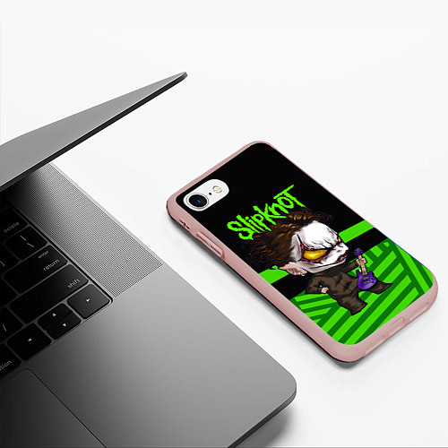 Чехол iPhone 7/8 матовый Slipknot dark green / 3D-Светло-розовый – фото 3