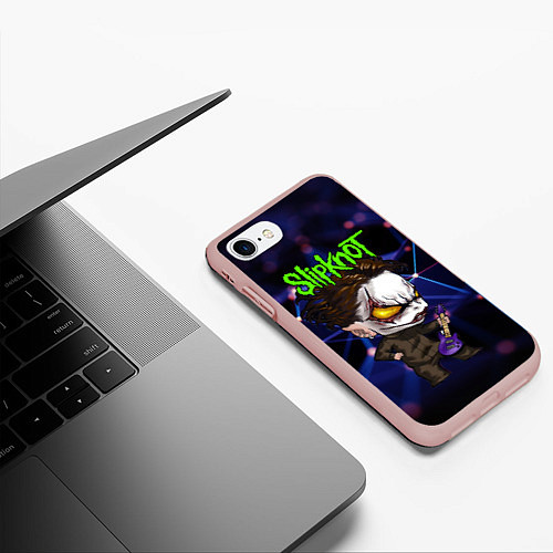 Чехол iPhone 7/8 матовый Slipknot dark blue / 3D-Светло-розовый – фото 3