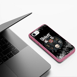 Чехол iPhone 7/8 матовый Black slipknot, цвет: 3D-малиновый — фото 2