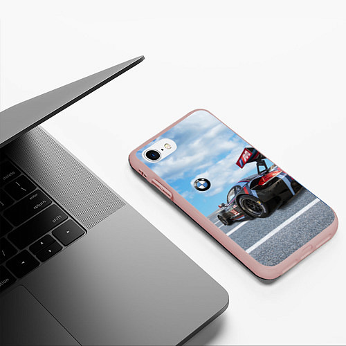 Чехол iPhone 7/8 матовый BMW racing team - Motorsport - M Performance / 3D-Светло-розовый – фото 3