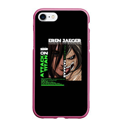 Чехол iPhone 7/8 матовый Attack on Titan Eren Jaeger, цвет: 3D-малиновый