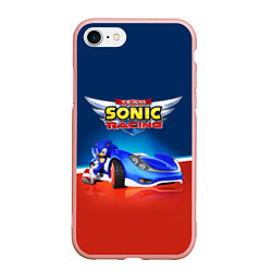 Чехол iPhone 7/8 матовый Team Sonic Racing - Ёжик и его точило, цвет: 3D-светло-розовый