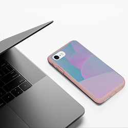 Чехол iPhone 7/8 матовый Розовые и голубые волны, цвет: 3D-светло-розовый — фото 2