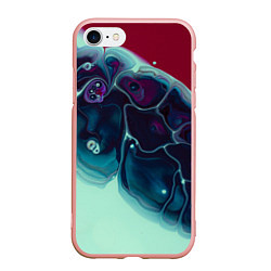 Чехол iPhone 7/8 матовый Вода и краски - синие и красные, цвет: 3D-светло-розовый