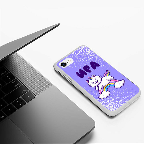 Чехол iPhone 7/8 матовый Ира кошка единорожка / 3D-Белый – фото 3