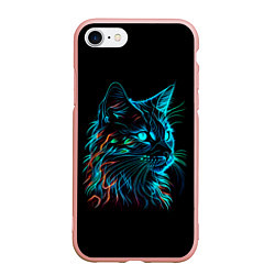 Чехол iPhone 7/8 матовый Неоновый котик, цвет: 3D-светло-розовый