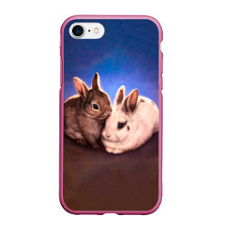 Чехол iPhone 7/8 матовый Кроличьи нежности, цвет: 3D-малиновый