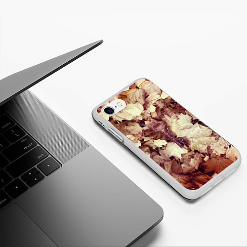 Чехол iPhone 7/8 матовый Ключ правды осенних листьях / 3D-Белый – фото 3