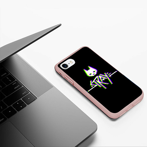 Чехол iPhone 7/8 матовый Stray game glitch / 3D-Светло-розовый – фото 3