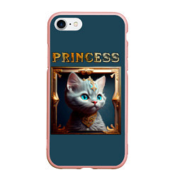Чехол iPhone 7/8 матовый Кошечка принцесса - картина в рамке, цвет: 3D-светло-розовый