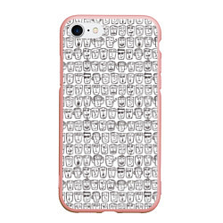 Чехол iPhone 7/8 матовый Головы человечков скетч, цвет: 3D-светло-розовый