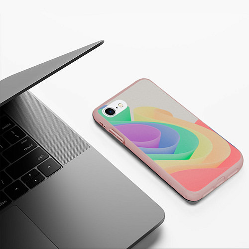 Чехол iPhone 7/8 матовый Волнообразные разноцветные листы / 3D-Светло-розовый – фото 3