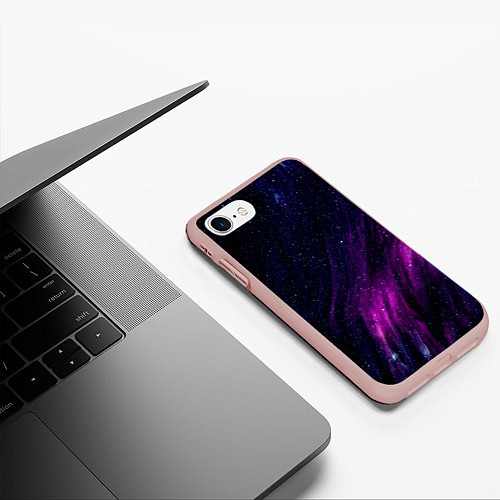 Чехол iPhone 7/8 матовый Абстрактные блёстки и звёзды / 3D-Светло-розовый – фото 3