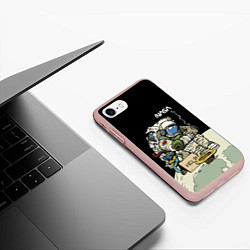 Чехол iPhone 7/8 матовый NASA - Help! Astronaut - Joke, цвет: 3D-светло-розовый — фото 2