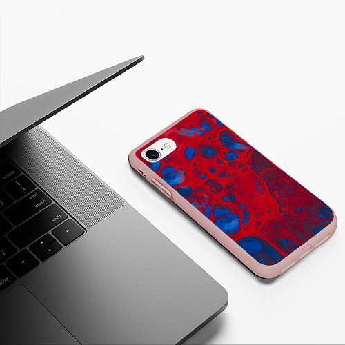 Чехол iPhone 7/8 матовый Красно-синие разводы / 3D-Светло-розовый – фото 3