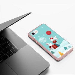 Чехол iPhone 7/8 матовый Зайцы упаковывают подарки, цвет: 3D-светло-розовый — фото 2