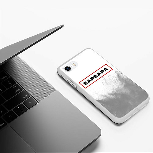 Чехол iPhone 7/8 матовый Варвара - в красной рамке на светлом / 3D-Белый – фото 3