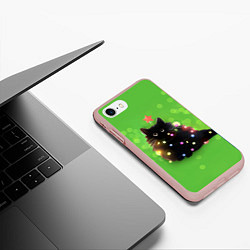 Чехол iPhone 7/8 матовый Котик в гирлянде, цвет: 3D-светло-розовый — фото 2