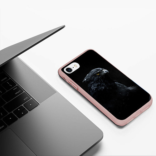 Чехол iPhone 7/8 матовый Тёмный орёл / 3D-Светло-розовый – фото 3