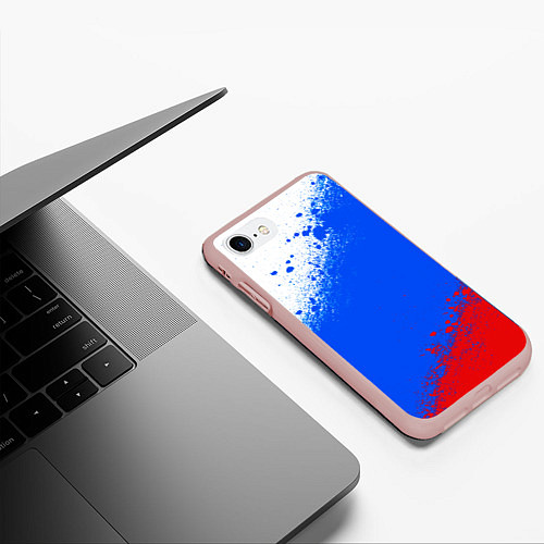 Чехол iPhone 7/8 матовый Флаг России - триколор / 3D-Светло-розовый – фото 3
