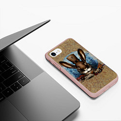 Чехол iPhone 7/8 матовый Ретро кролик, цвет: 3D-светло-розовый — фото 2