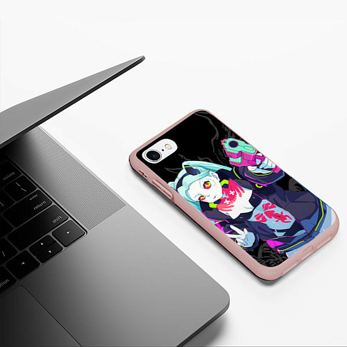 Чехол iPhone 7/8 матовый Ребекка: Cyberpunk / 3D-Светло-розовый – фото 3