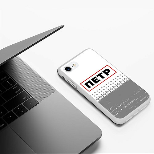 Чехол iPhone 7/8 матовый Петр - в красной рамке на светлом / 3D-Белый – фото 3