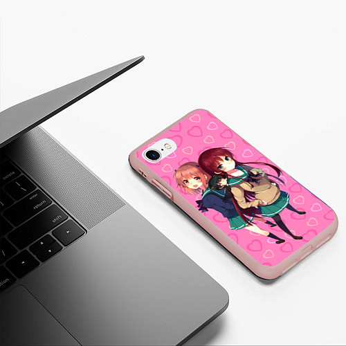 Чехол iPhone 7/8 матовый Повелитель тьмы на подработке - Эми и Сасаки / 3D-Светло-розовый – фото 3