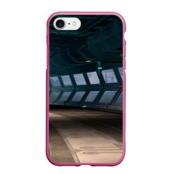 Чехол iPhone 7/8 матовый Коридор космической станции, цвет: 3D-малиновый