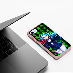 Чехол iPhone 7/8 матовый Неоновые иероглифы - Rebecca, цвет: 3D-светло-розовый — фото 2