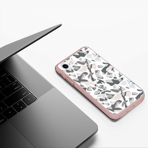 Чехол iPhone 7/8 матовый Абстрактный пятнистый узор Камуфляж зимний / 3D-Светло-розовый – фото 3