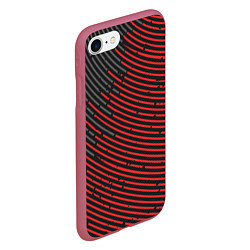 Чехол iPhone 7/8 матовый Красно-серые круги, цвет: 3D-малиновый — фото 2