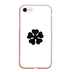 Чехол iPhone 7/8 матовый Черный пятилистный клевер из аниме - черный клевер, цвет: 3D-светло-розовый