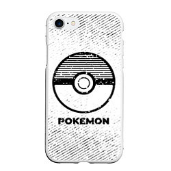 Чехол iPhone 7/8 матовый Pokemon с потертостями на светлом фоне, цвет: 3D-белый